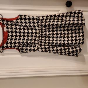 Jessica Simpson Black White Dress Houndstooth a line Christmas guest retro gwen
